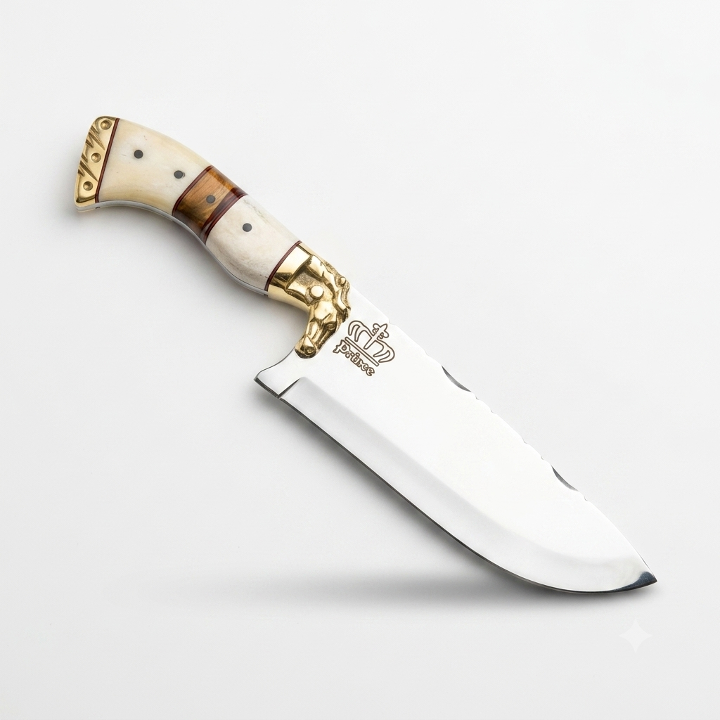 Faca Chef 8" - Cabo em Osso Bovino com Resina e Nó de Pinho