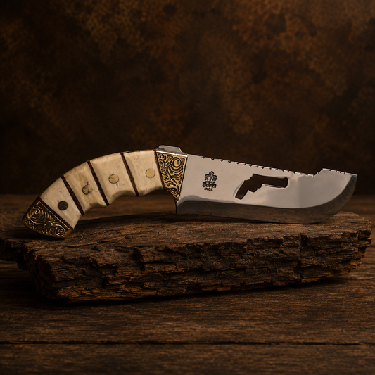 Faca estilo Pistola 10 polegadas - Chifre de cervo natural