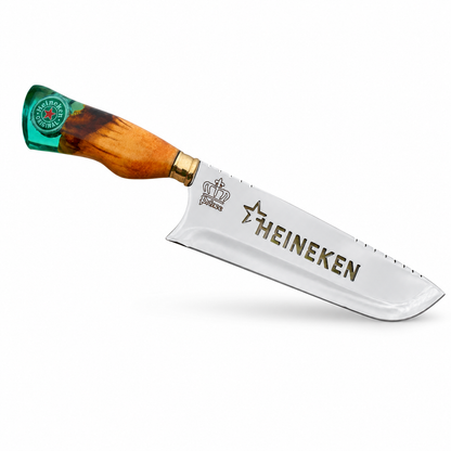 Picanheira Heineken 10" - Cabo em madeira e Resina Translúcida