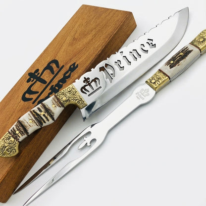 Kit Churrasco Prince | Picanheira 10" + Garfo em Chifre de Cervo Natural